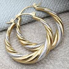 Vintage Middle Eastern Style Two Tone Twist Circle Hoop Earrings
