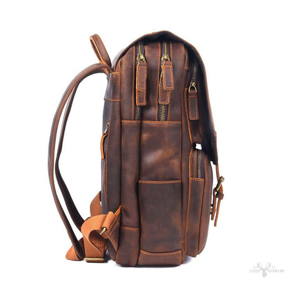 Brown leather backpack | BIEFELD
