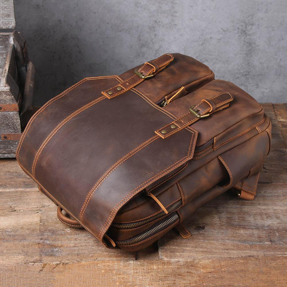 Brown leather backpack | BIEFELD