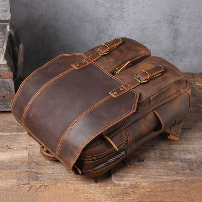 Brown leather backpack | BIEFELD
