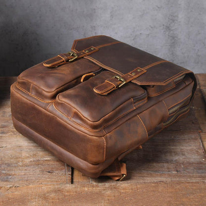 Brown leather backpack | BIEFELD