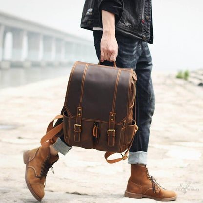 Brown leather backpack | BIEFELD