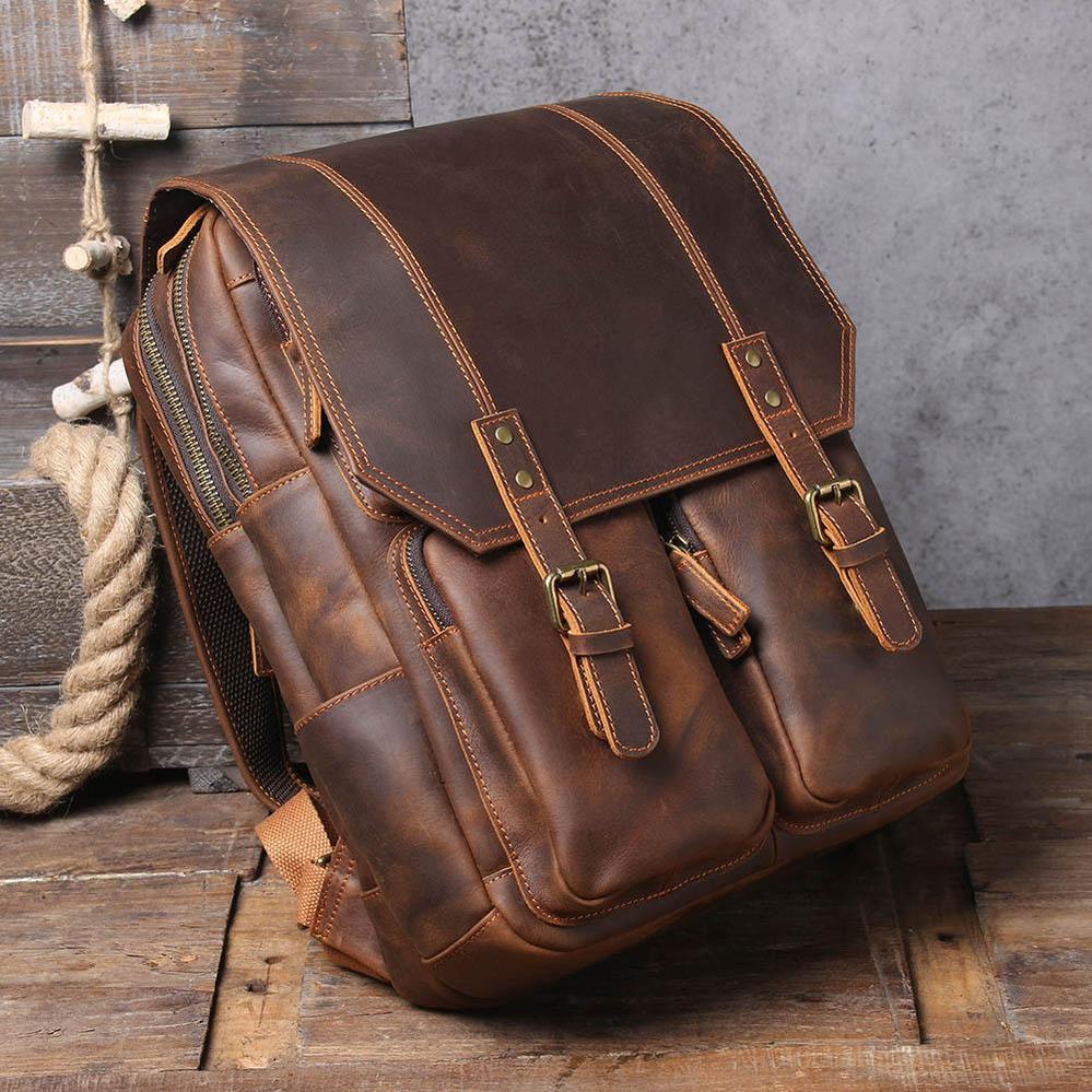Brown leather backpack | BIEFELD