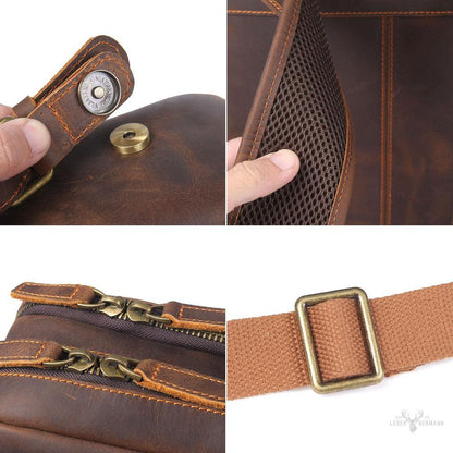 Brown leather backpack | BIEFELD