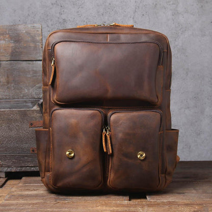 Brown leather backpack | BIEFELD