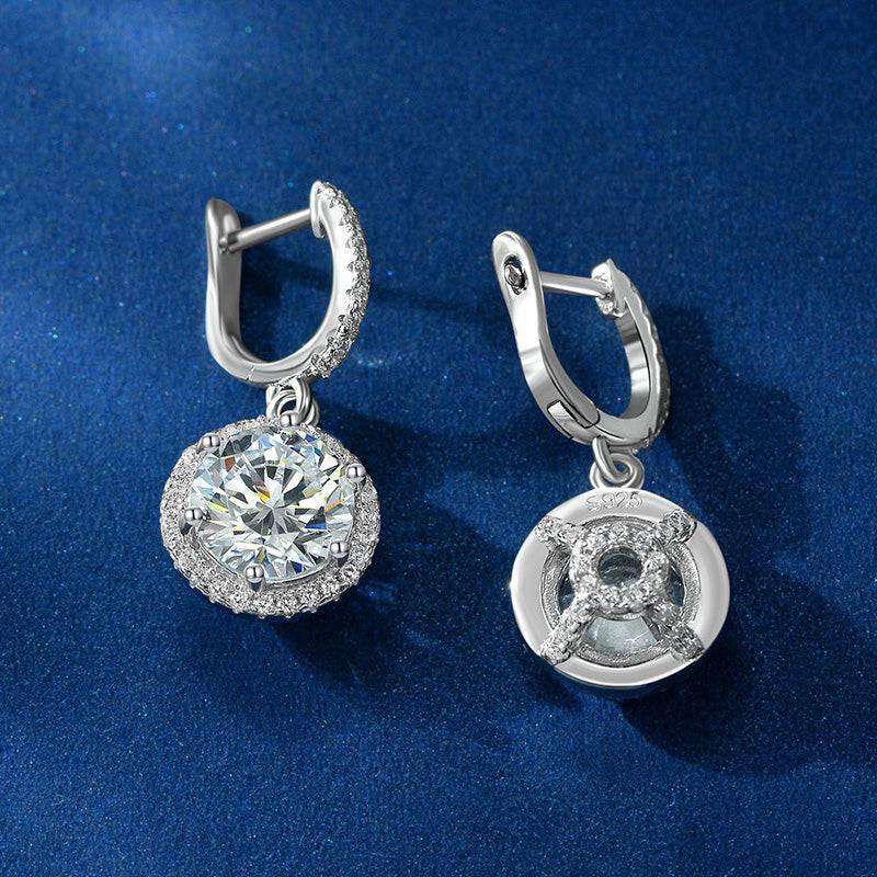Classic Halo Round Cut Drop Earrings