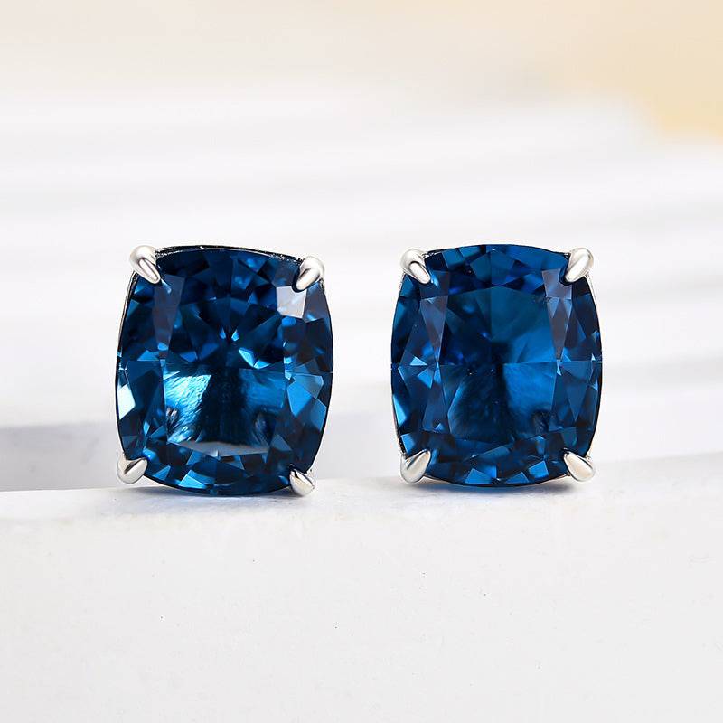 Cushion Cut Blue Sapphire Earrings