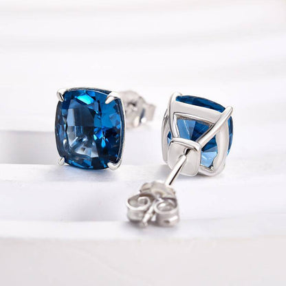 Cushion Cut Blue Sapphire Earrings