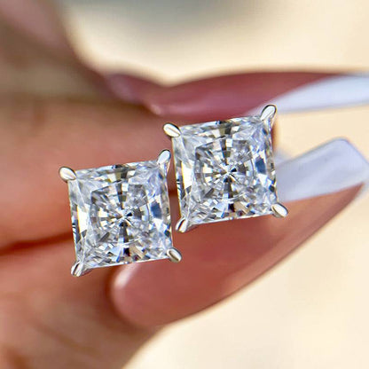 Classic Square Princess Cut Stud Earrings