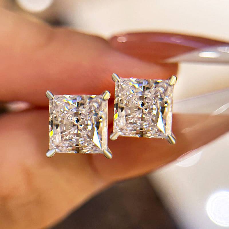 Classic Square Princess Cut Stud Earrings