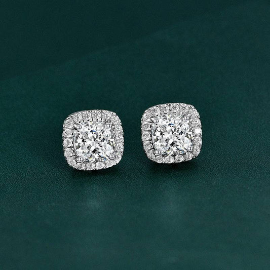 Halo Cushion Cut Stunning Earrings