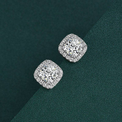 Halo Cushion Cut Stunning Earrings