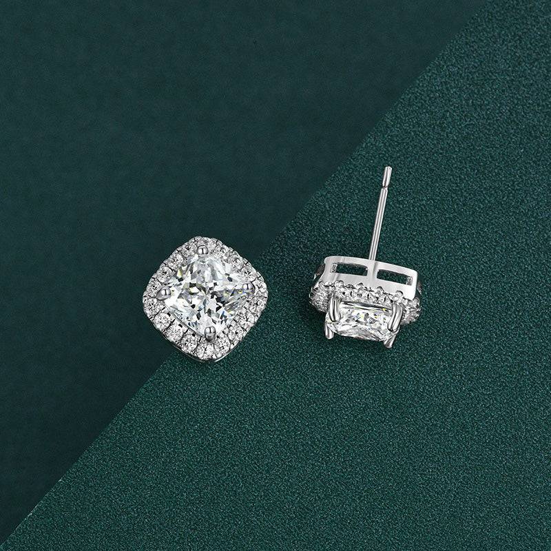 Halo Cushion Cut Stunning Earrings