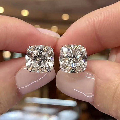 Cushion Cut Stud Earrings For Women