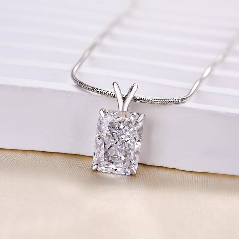 Timeless Crushed Ice Radiant Cut Pendant Necklace