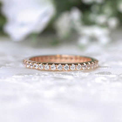 Round Cut Classic Full Eternity Thin Wedding Band