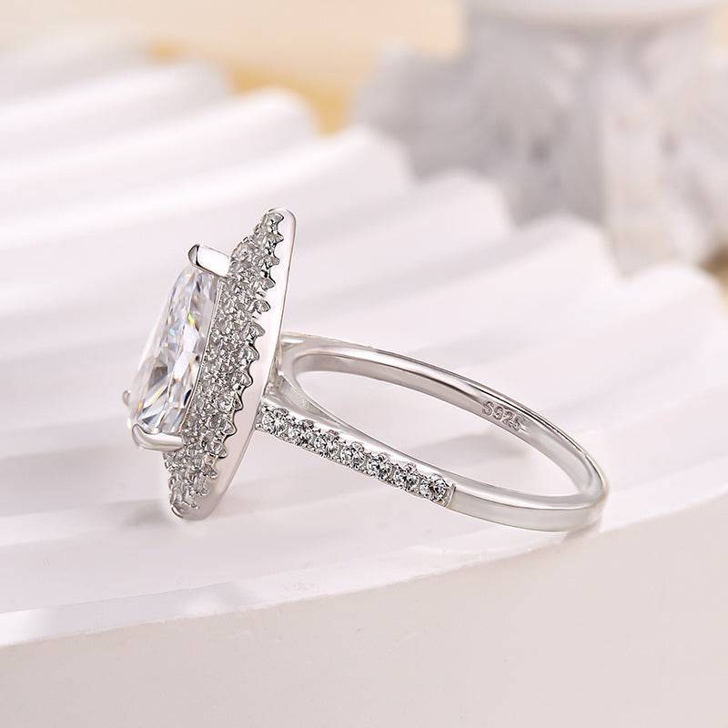 Double Halo Pear Cut Engagement Ring