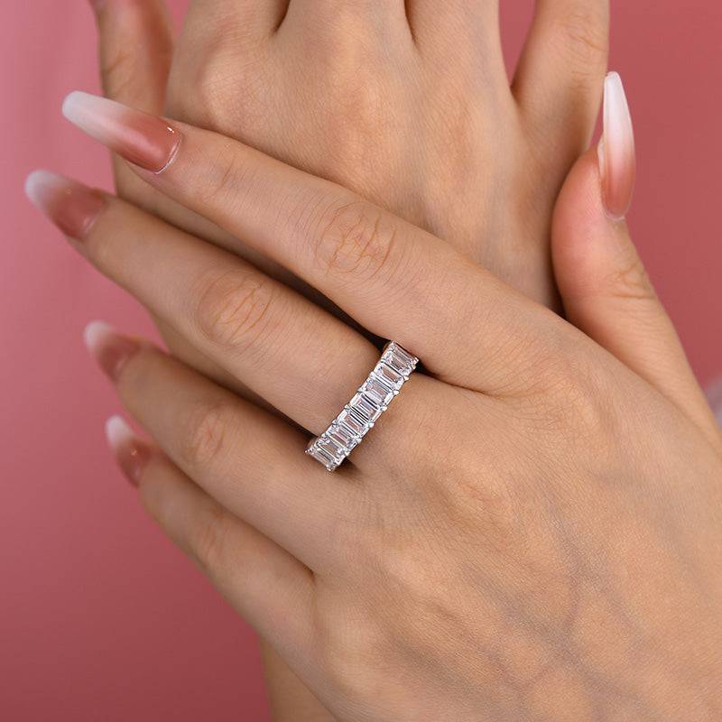 Emerald Cut Eternity Wedding Band