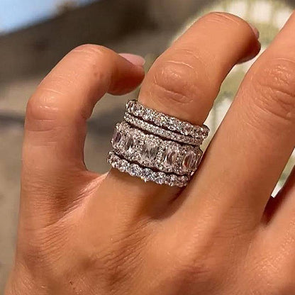 Cushion Cut 4PC Wedding Ring Set