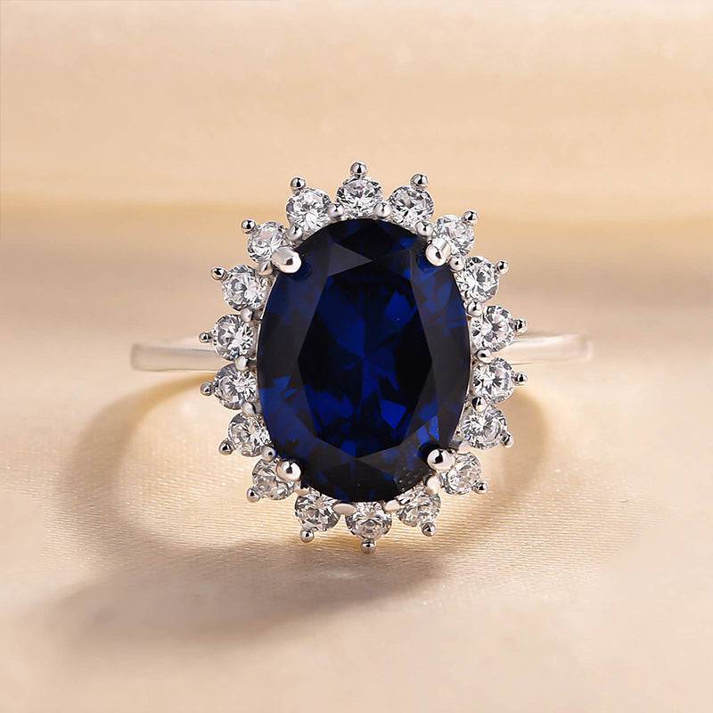 Oval Cut Halo Sapphire Ring