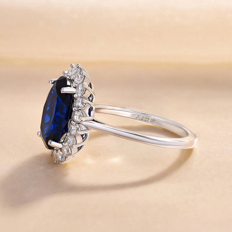 Oval Cut Halo Sapphire Ring