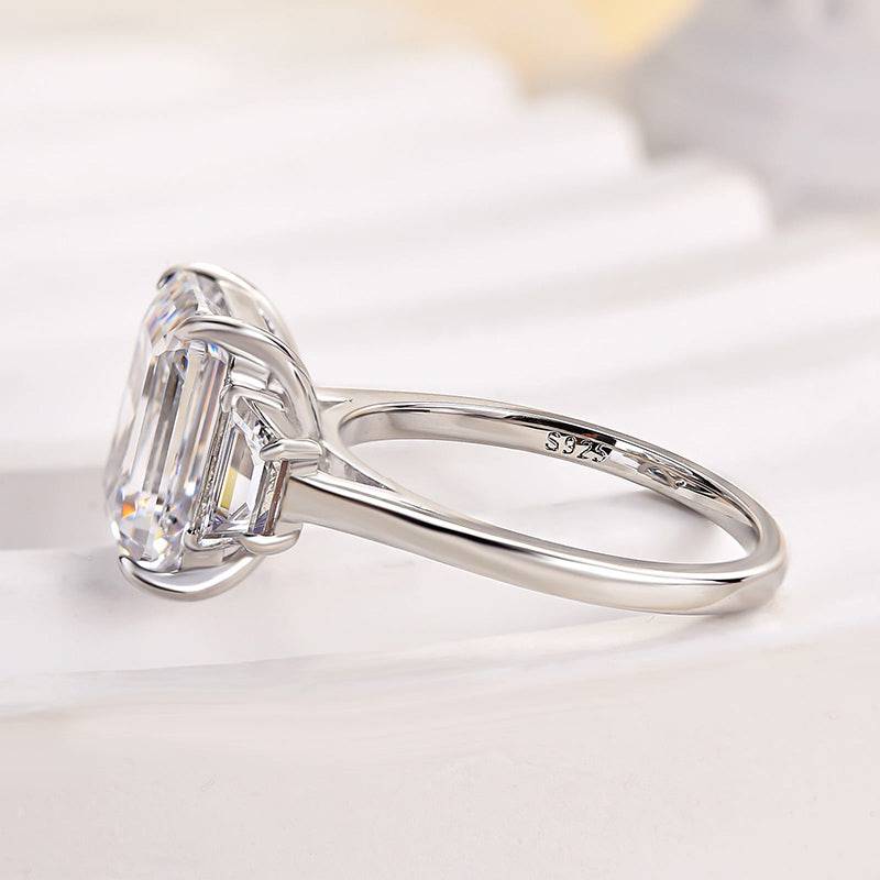 Emerald Cut Three Stone Engagement Ring