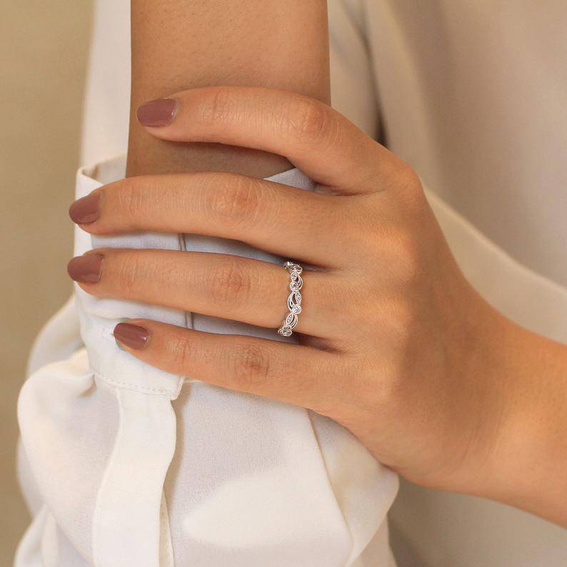 Vintage Leaf & Vine Art Deco Wedding Ring