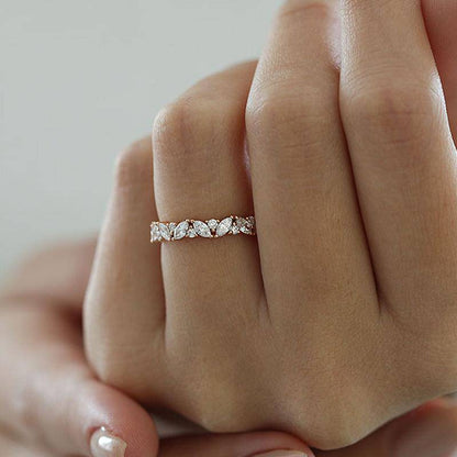 Fashion Marquise Cut & Round Cut Stackable Wedding Ring