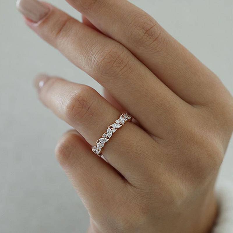 Fashion Marquise Cut & Round Cut Stackable Wedding Ring