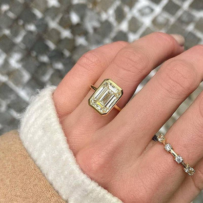 Emerald Cut Bezel Engagement Ring
