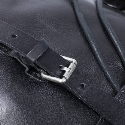 Small black leather backpack | BODO