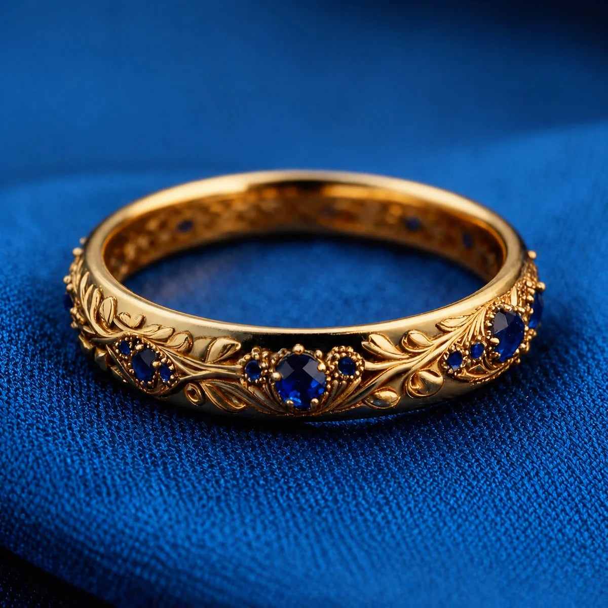 Blue Zirconia Leaf Ring
