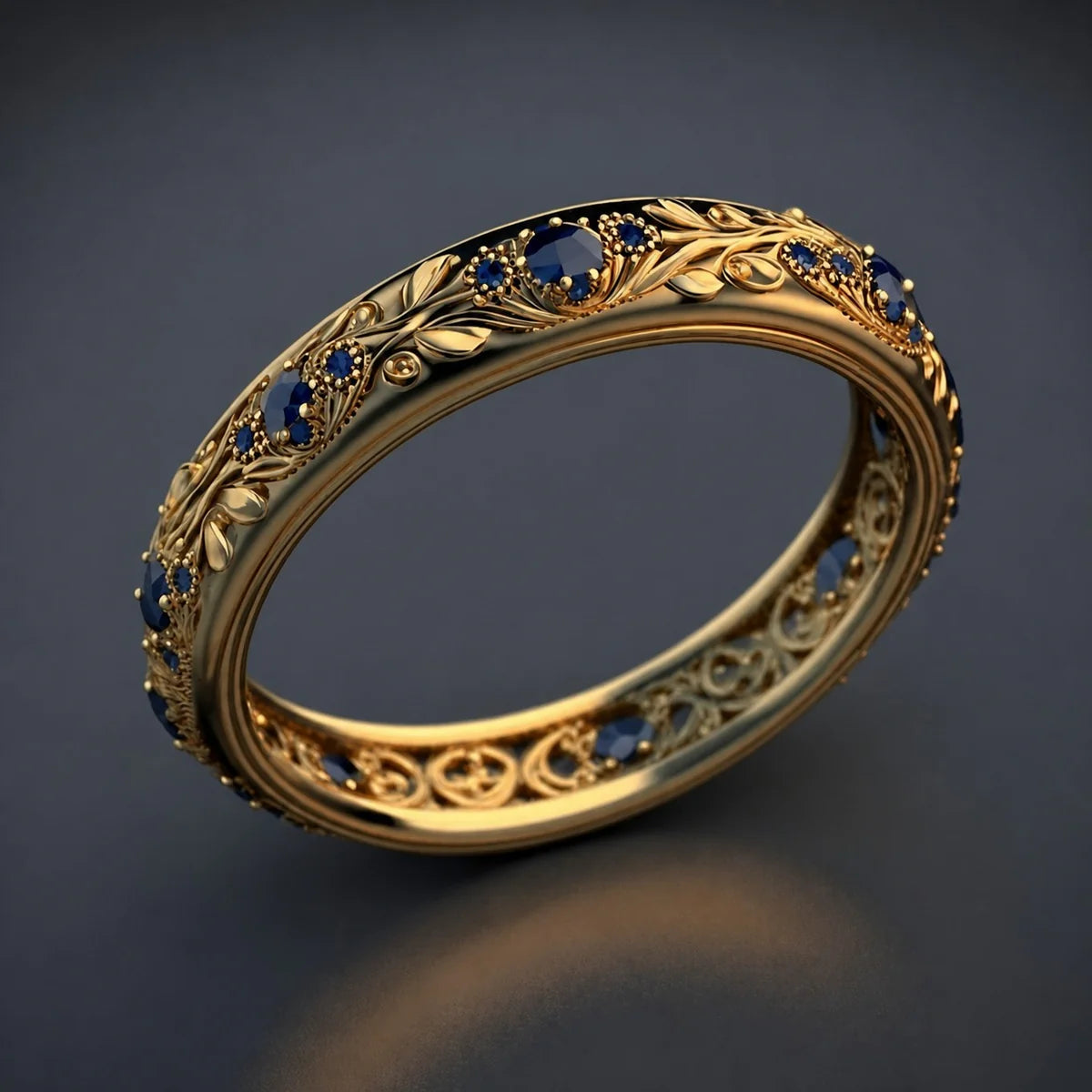 Blue Zirconia Leaf Ring