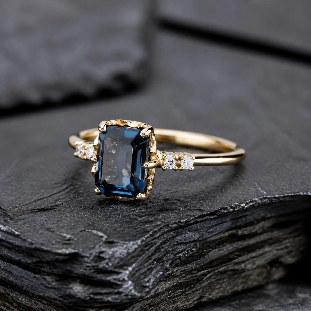 Vintage Blue Crystal Gold Ring