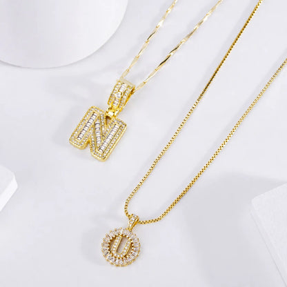Pave Letter Initial Necklace Set