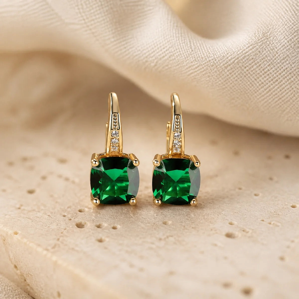 Mystic Sapphire Stone Hoop Earrings