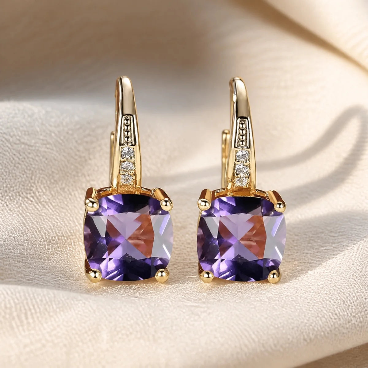 Mystic Sapphire Stone Hoop Earrings