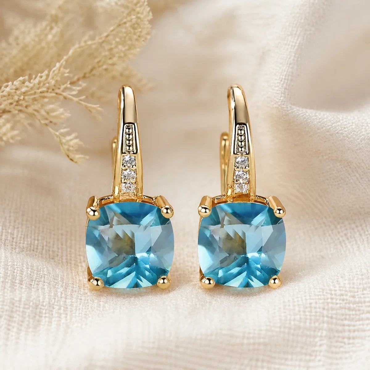 Mystic Sapphire Stone Hoop Earrings