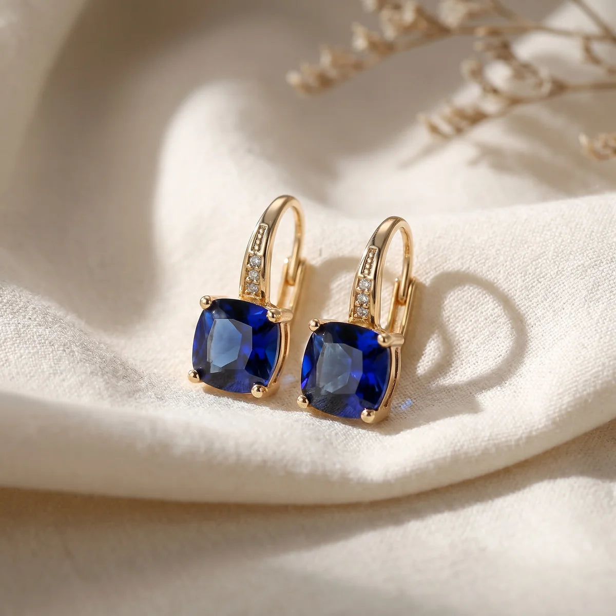 Mystic Sapphire Stone Hoop Earrings