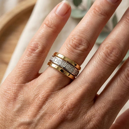 Two Tone Gold Cubic Zirconia Ring