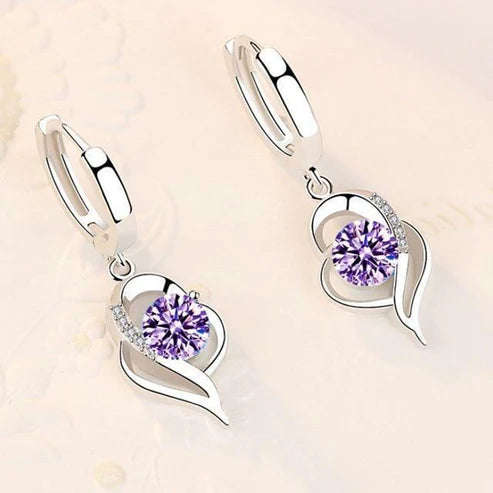 Silver and Zirconia Inlaid Floral Earrings