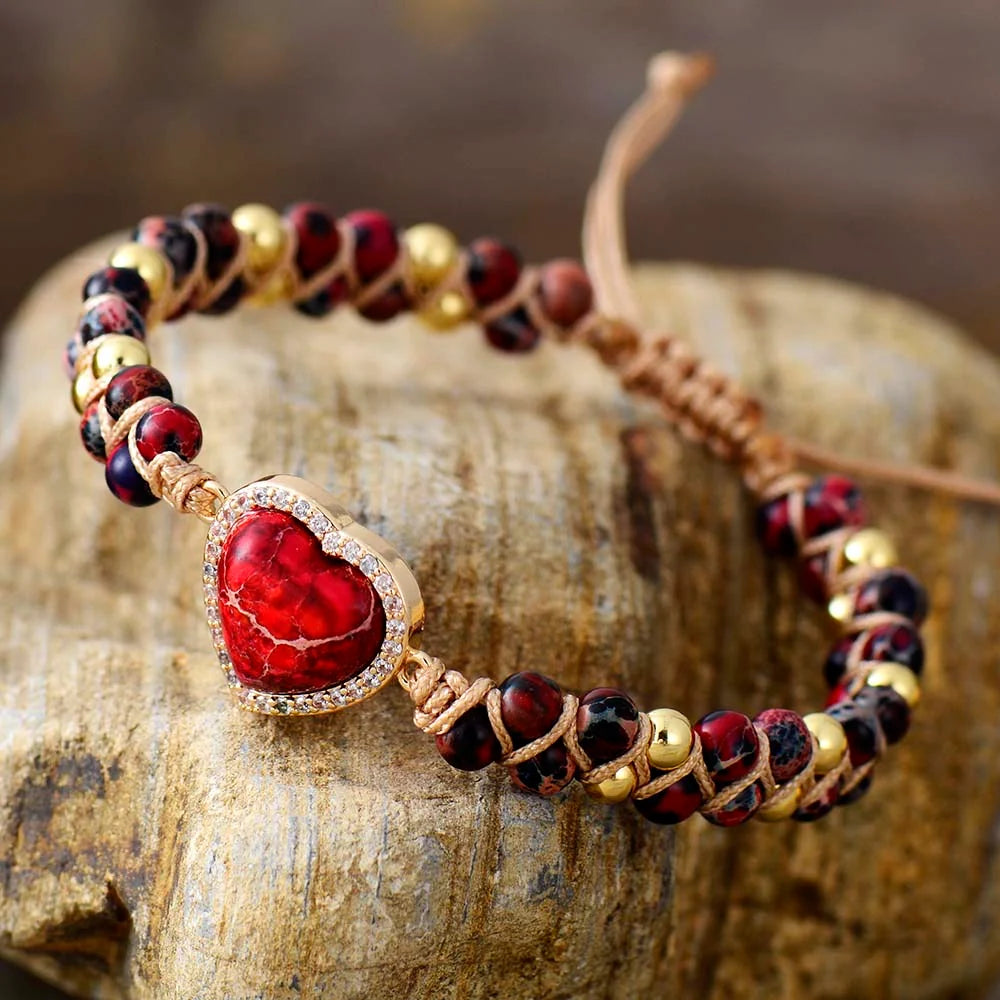 Dazzling Jasper Heart Bracelet