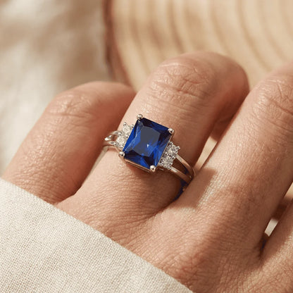 Octagon Cut Sapphire Ring