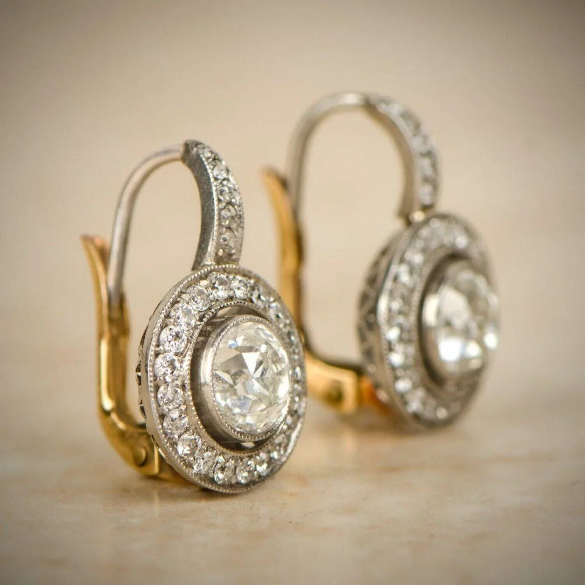 Vintage Gold and Silver Crystal Earrings