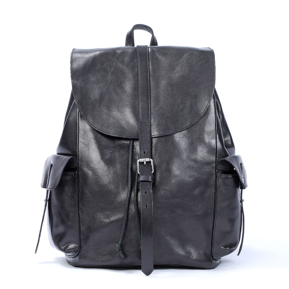 Small black leather backpack | BODO