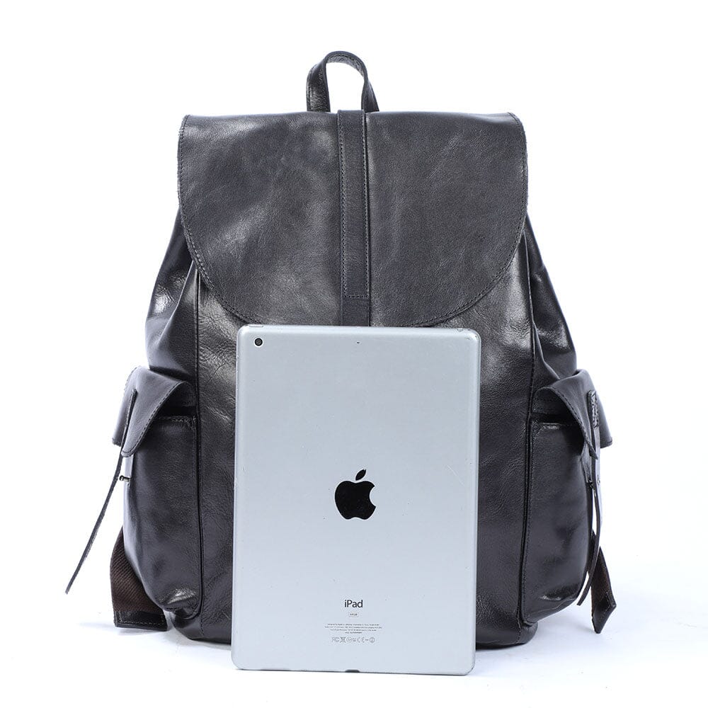 Small black leather backpack | BODO