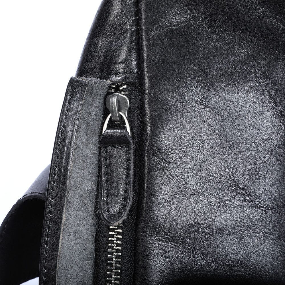 Small black leather backpack | BODO