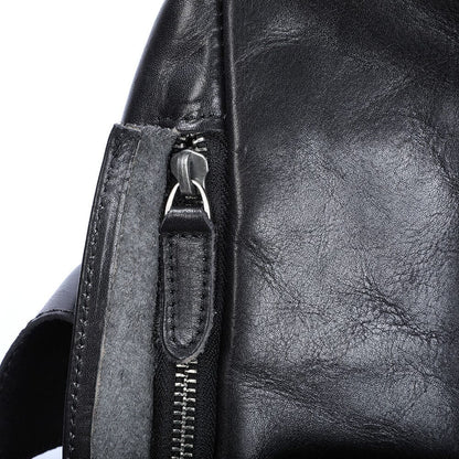 Small black leather backpack | BODO