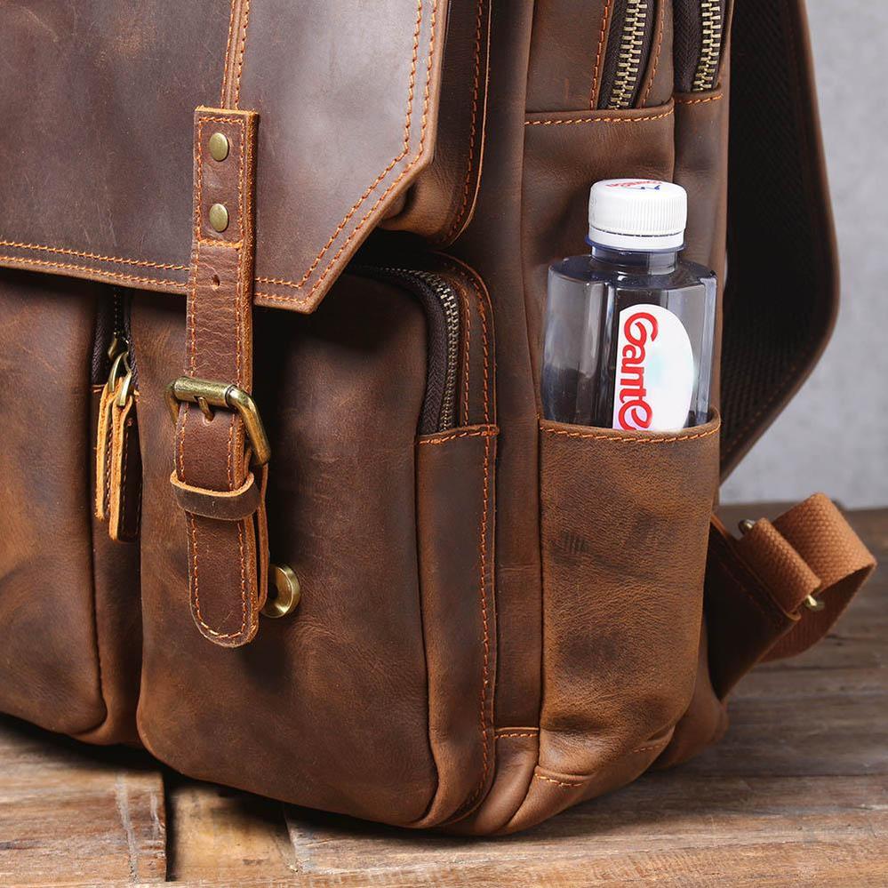 Brown leather backpack | BIEFELD