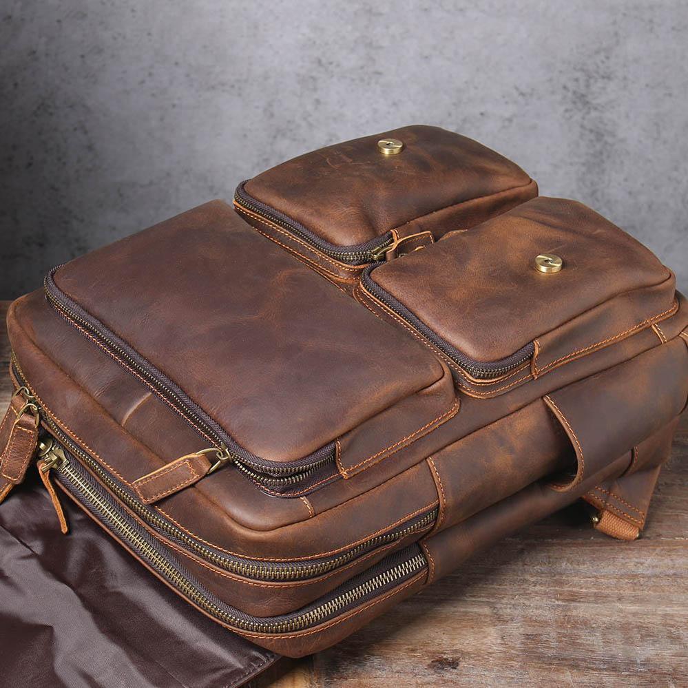 Brown leather backpack | BIEFELD